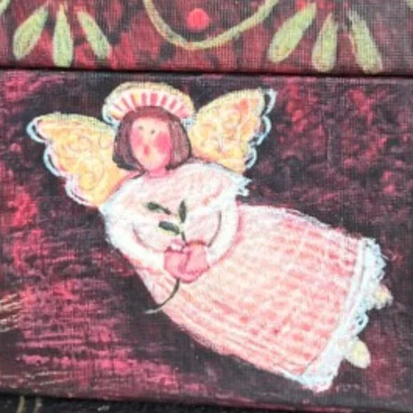 Vtg BOB'S BOXES Primitive Colors Nativity 3 Folk Art NESTING BOXES Angel, Dove - Picture 11 of 16
